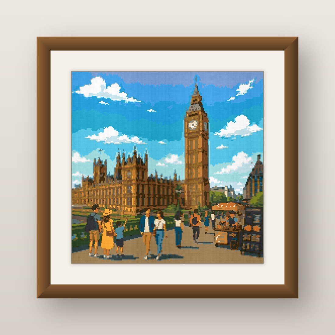 London Parliament Cross Stitch Pattern, Big Ben Riverside View PDF