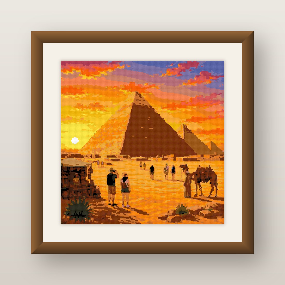 Pyramids of Giza Cross Stitch Pattern, Egypt Sunset Camel Desert PDF