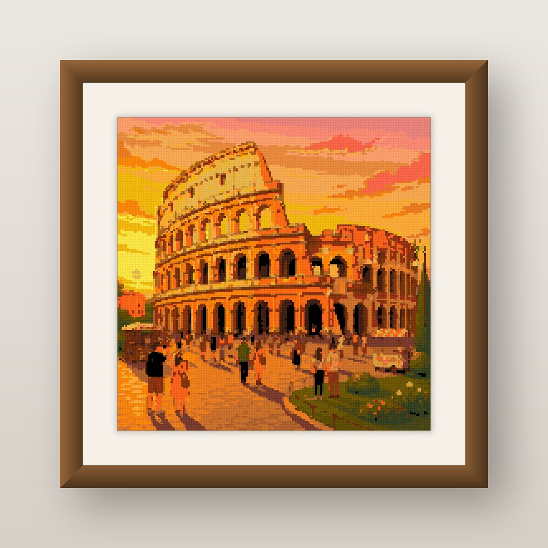 Roman Colosseum Cross Stitch Pattern, Rome Sunset Italy Landmark PDF