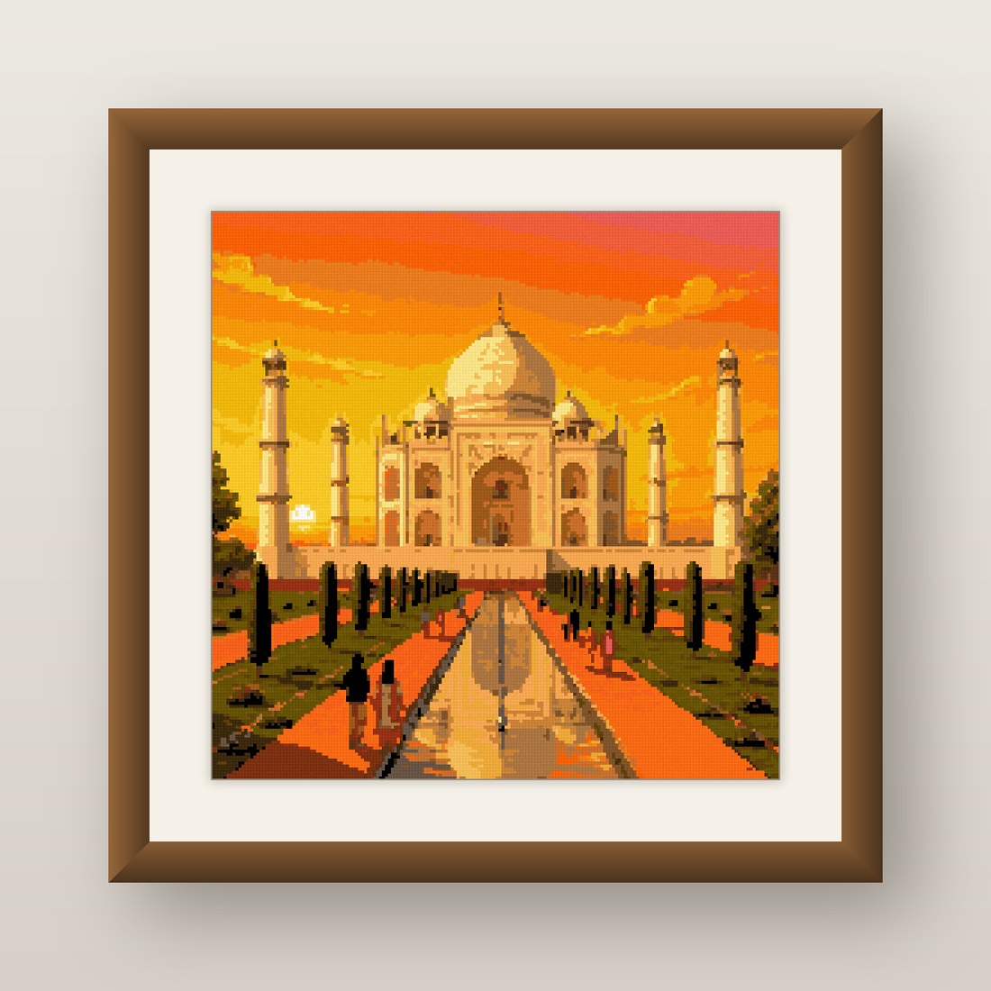 Taj Mahal at Sunset Cross Stitch Pattern, India Marble Palace PDF