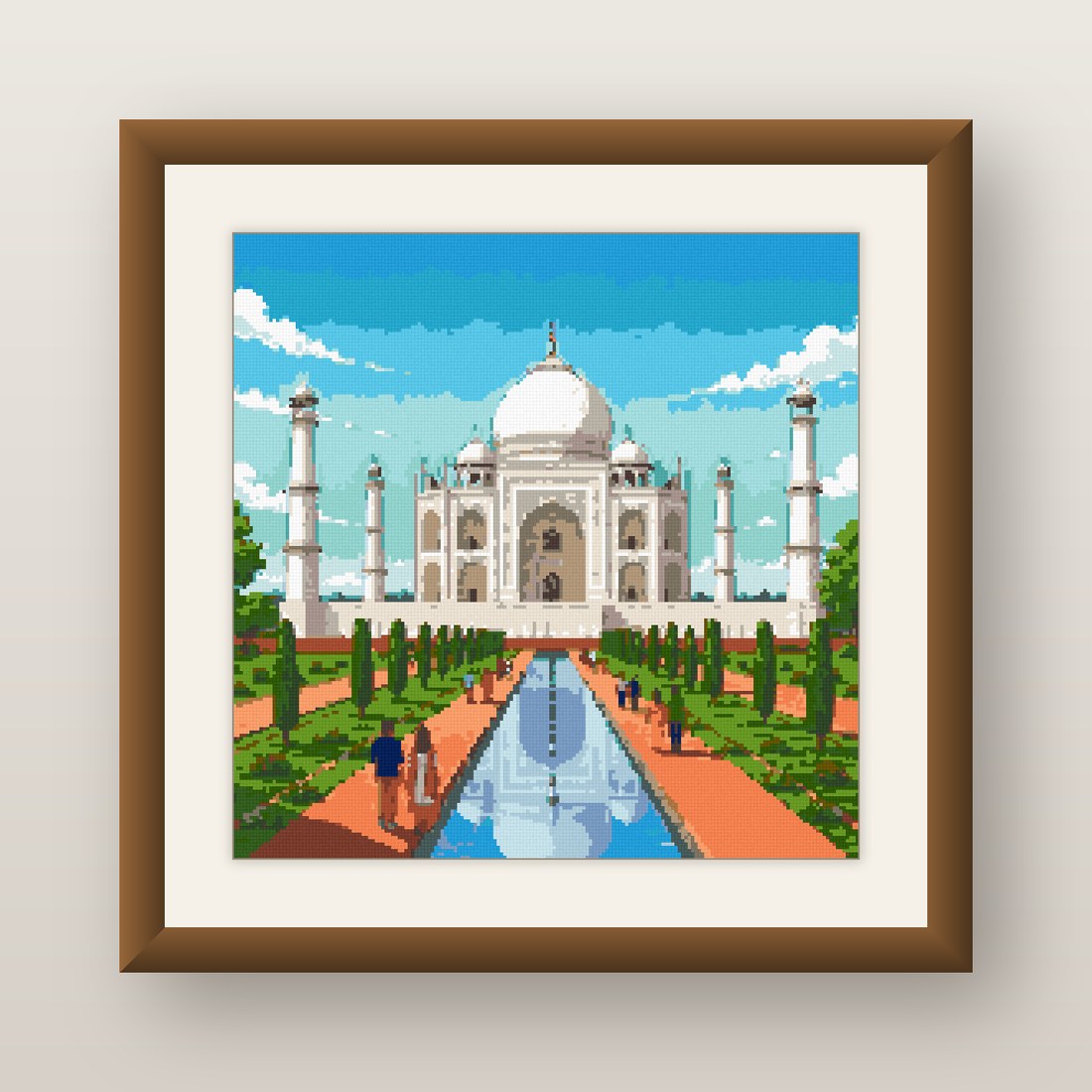 Taj Mahal Cross Stitch Pattern, India Marble Palace Landmark PDF